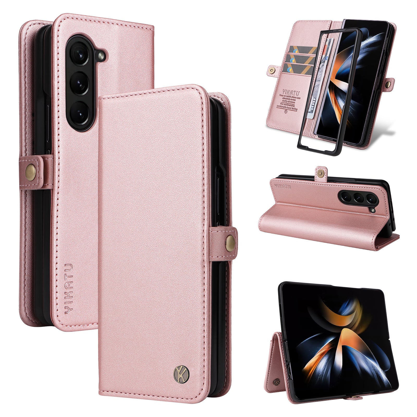 YIKATU YK- 001 for Samsung Galaxy Z Fold6 5G Case PU Leather Strong Magnetic Flip hone Cover - Rose Gold YIKATU YK- 001 for Samsung Galaxy Z Fold6 5G Case PU Leather Strong Magnetic Flip hone Cover - Rose Gold